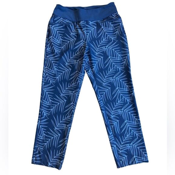 Adidas Women's Blue Palm Printed Performance Golf Pants Size Small - Picture 1 of 5